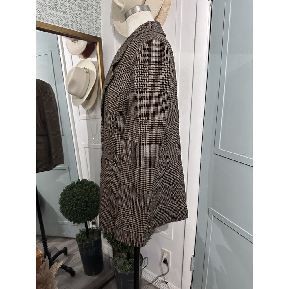 Veronika Maine Houndstooth Plaid Blazer in Brown Sugar Size 14 - Picture 4 of 10